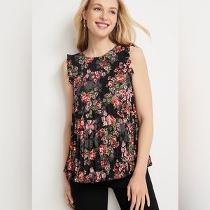 Maurice’s Floral Pleated Ruffle Tank Top Size XXL